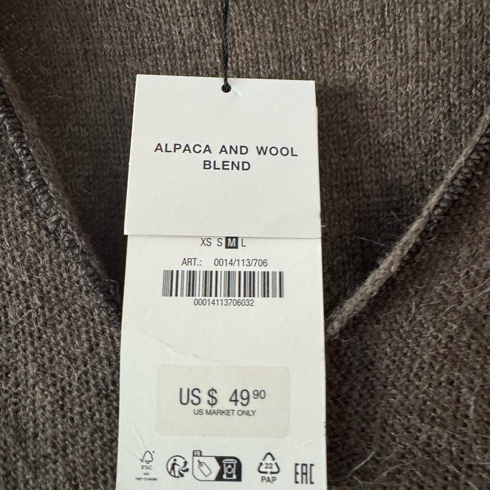 NWT Zara Rolled Edge Wool Blend Cardigan l M - Picture 6 of 6